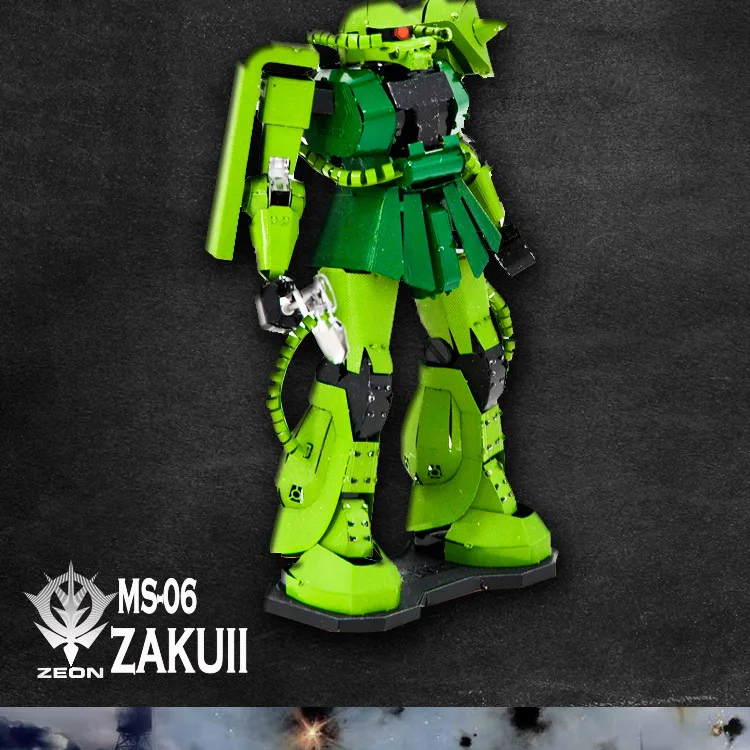 Чистый металл Gundam мех без клея собранная модель MS-06 zakuii Zaku цветная версия