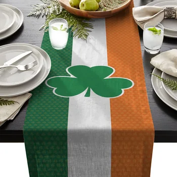 

Irish Flag And Shamrock Table Runner Table Flag Home Party Decorative Tablecloth Table Runners