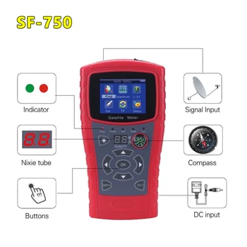 

SF-750 DVB-S2 DVB-S Battery MPEG4 Sat Finder Meter LCD Screen HD Digital SatfinderSatellite Finder 2000mA 8PSK 16APSK 32APSK