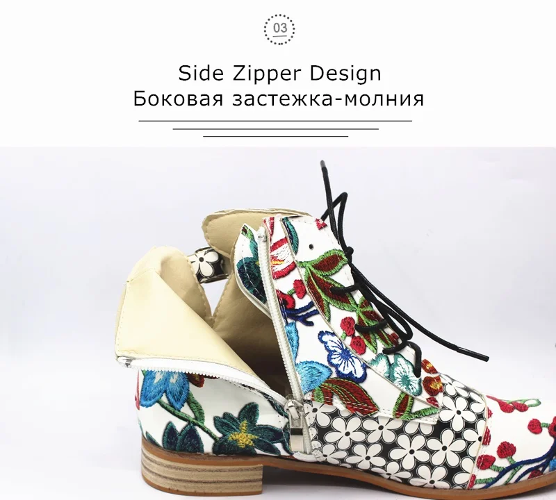 Зимние женские ботильоны в этническом стиле; женская обувь с цветочным принтом; ботинки из искусственной кожи; женская обувь на высоком каблуке с пряжкой; туфли-лодочки; Botas Mujer