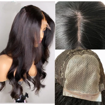 

Middle Part Body Wave Wig 5*5 PU Silk Base Wig with Baby Hair Lace Front Human Hair Wigs with Natural Hairline Bleached Knots