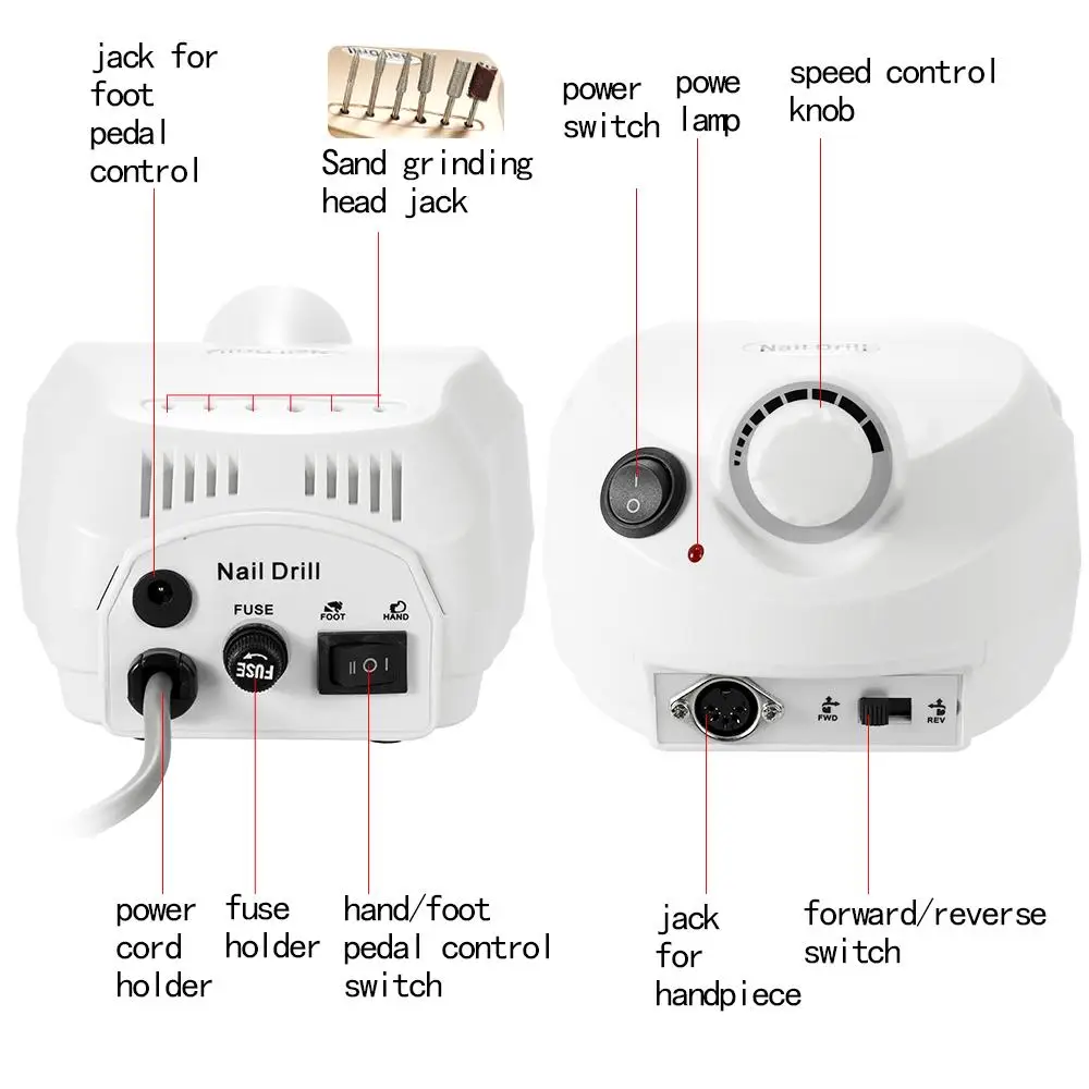 Сверлильный станок для ногтей, электрическая пилка для ногтей, педикюр, фрезы для маникюра, фрезы для дизайна ногтей, сверла, полировщик, шлифовальный инструмент