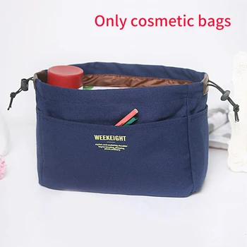 

Women Gift With Compartments Practical Cosmetic Pouch Adjustable Drawstring Home Multipurpose Organizer Insert Canvas Makeup Bag