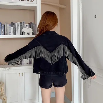 

jacket for women 2020 autumn new casual selling popular tassel denim and versatile long sleeve cattle Jacket