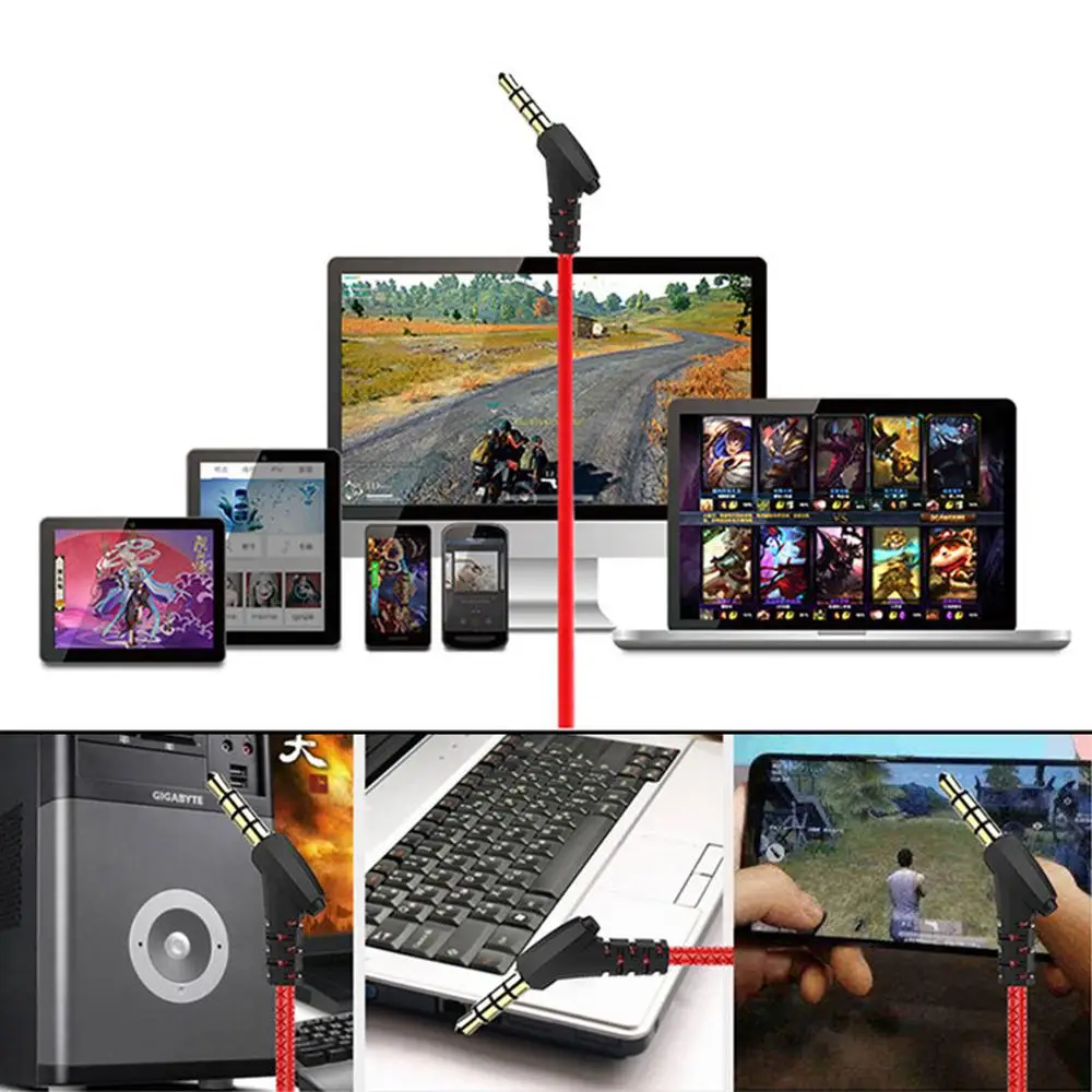  2019 For Eat Chicken Gaming Earphones Stereo PC Basswith Mic Wired Vibration Games Headphoe PUBG Ea