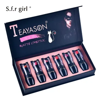 

6 Pcs/set Cute Cat Lipstick Makeup Set Waterproof Lip Stick Long Lasting Soft Texture Matte Cosmetics Kit