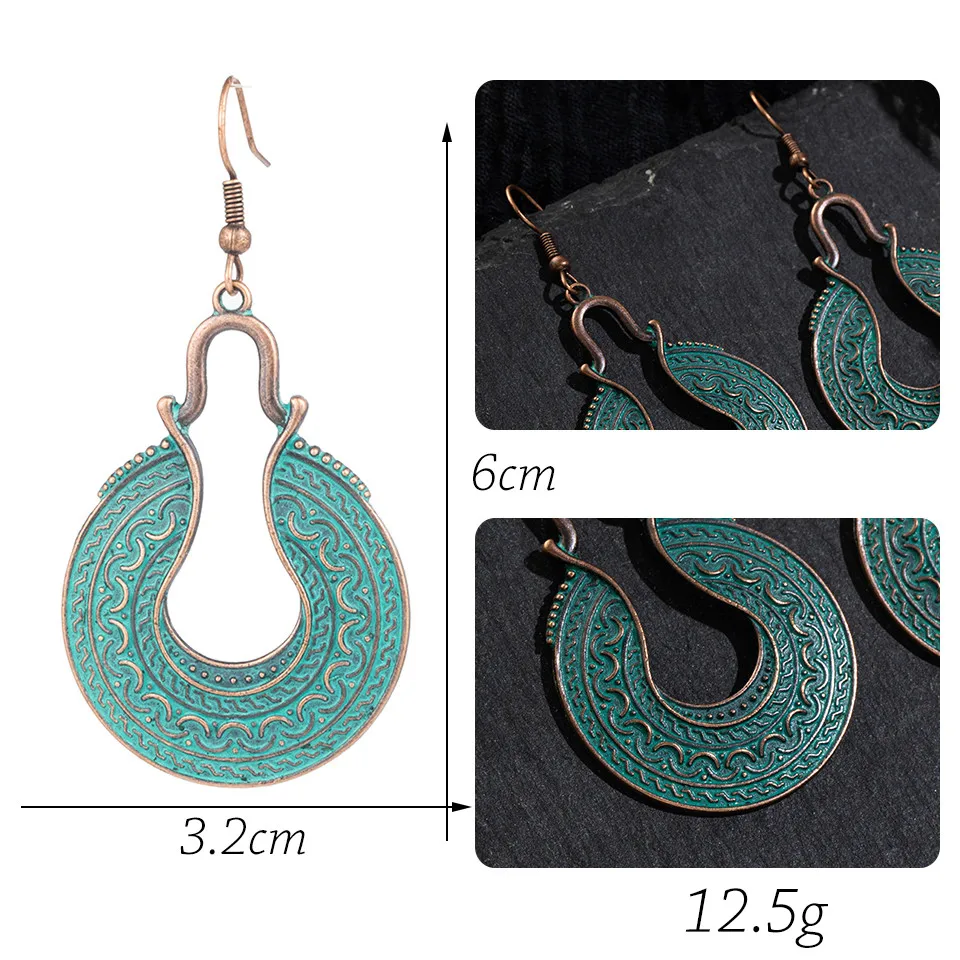 Vintage Ethnic Long Metal Leaf Big Drop Earrings for Women 2019 Bohemian Geometric Tassel Fringe Stones Women's Earring Jewelry (12)