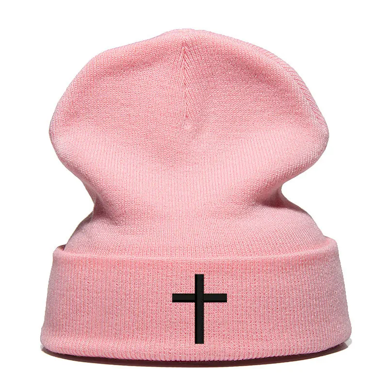 Beanie шляпа Skullie Кепки смутная зима теплая Вышивка крестом в стиле панк Для мужчин Для женщин для маленьких мальчиков Одежда для девочек-подростков для уличных танцев шляпа дропшиппинг - Цвет: pink  black