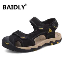 Мужские сандалии из коровьей кожи; уличные летние сандалии из натуральной кожи; Мужская Повседневная дышащая обувь ручной работы; прогулочные пляжные сандалии