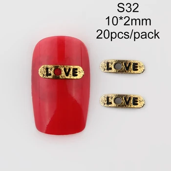 

NZIQUAN new 20 pieces 10*2mm geometric 3D rectangle love bronze metal nail art decoration DIY accessories nail stickers