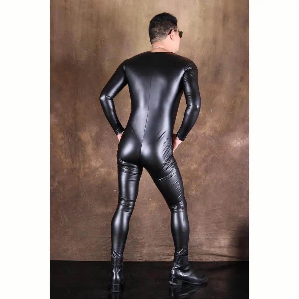 no fleece bodysuit XXL размера плюс тонкий флис из искусственной кожи теплый на молнии открытый промежность с длинным рукавом боди Мужской Цельный зимний комбинезон Горячие Шейперы боди - Цвет: no fleece bodysuit