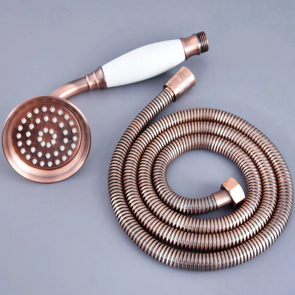 สีแดงโบราณทองแดงโทรศัพท์เซรามิคทองเหลืองHand Held Shower Headห้องน้ำ