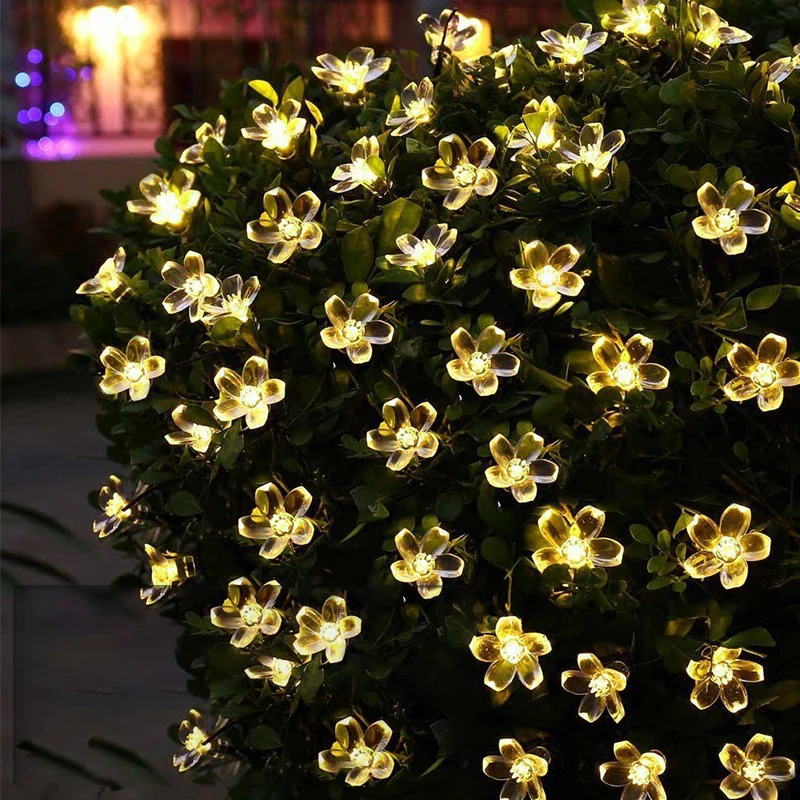 7m  50 LED Solar Powered Fairy String Flower Light Colorful Garden Party DIY