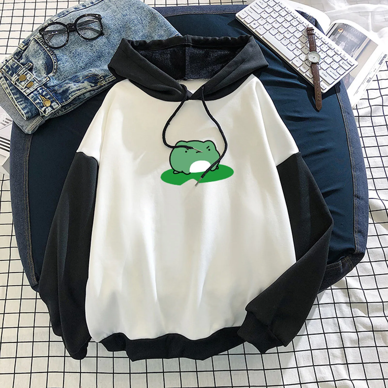 New Women's Clothing Casual Hoodies Jumper Tops Fashion Print Sweatshirt Splicing Blouse Tee Female Pullover Tops kawaii Clothes 1