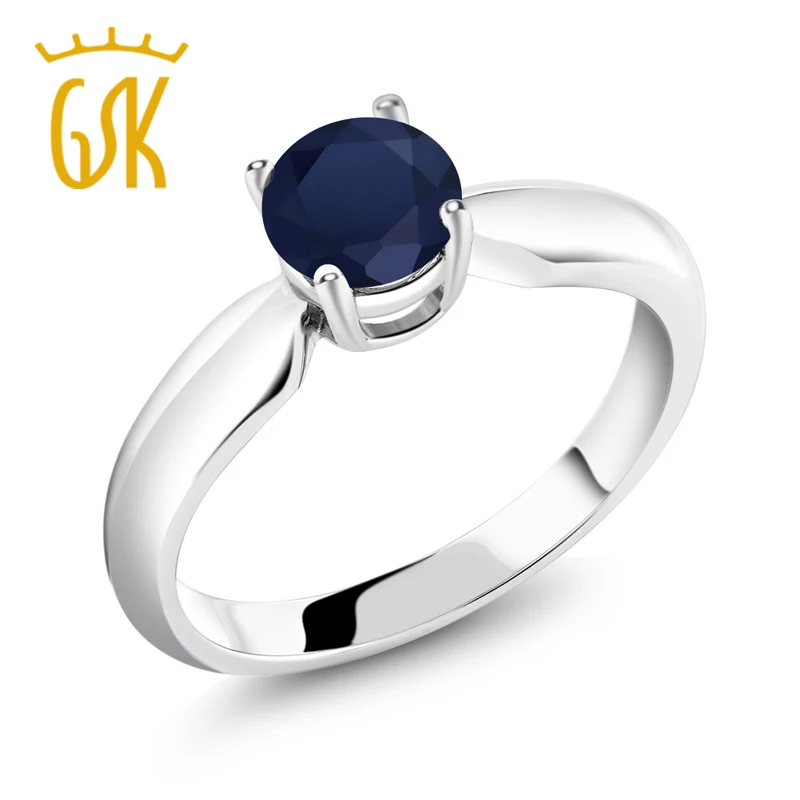 Женское кольцо GemStoneKing розовое из серебра 925 пробы с синим сапфиром 1 00 Карат|ring