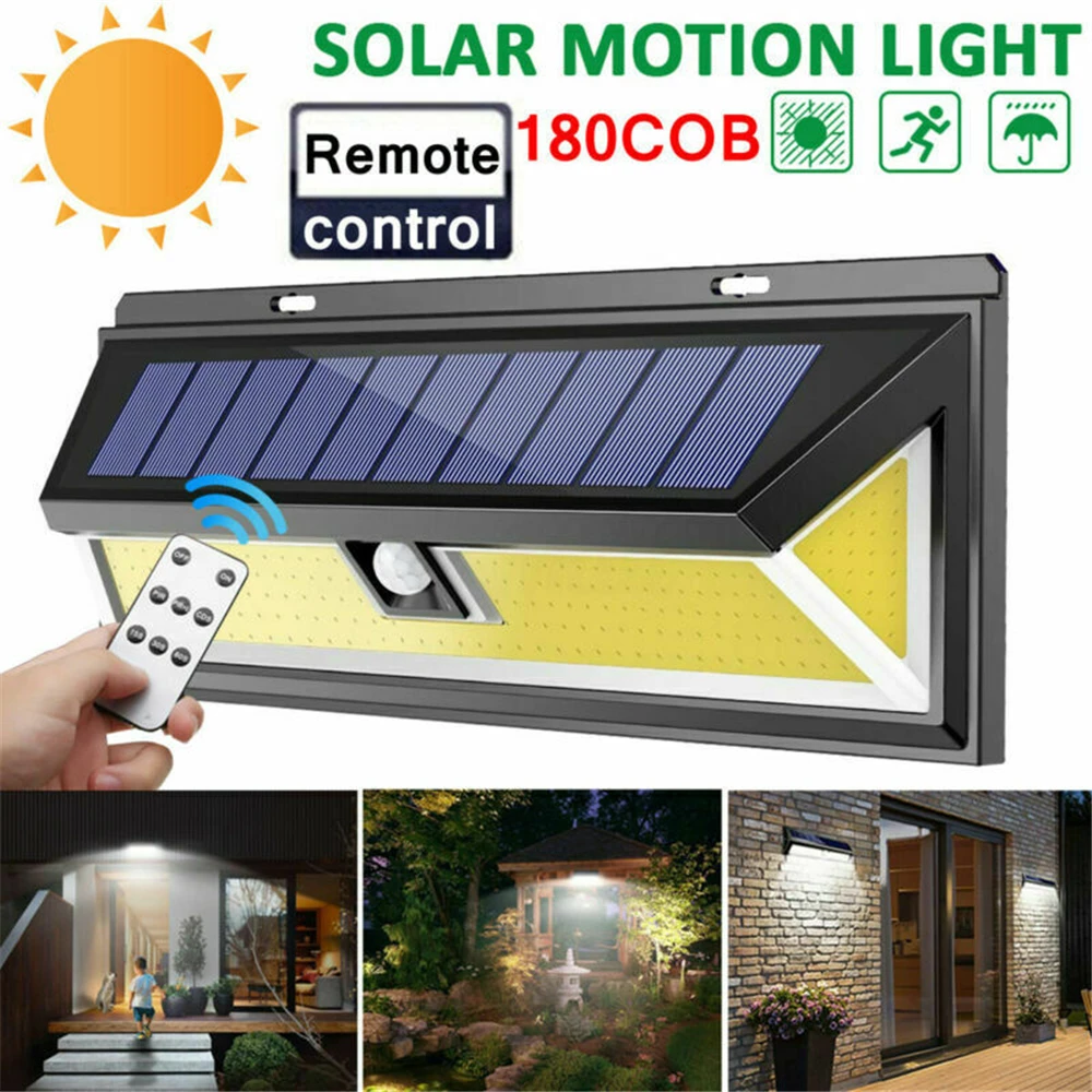 

180 LED Outdoor Solar Wall Lamp PIR Motion Sensor Waterproof Light Garden Light Path Emergency Security Light 3 Sided Luminous