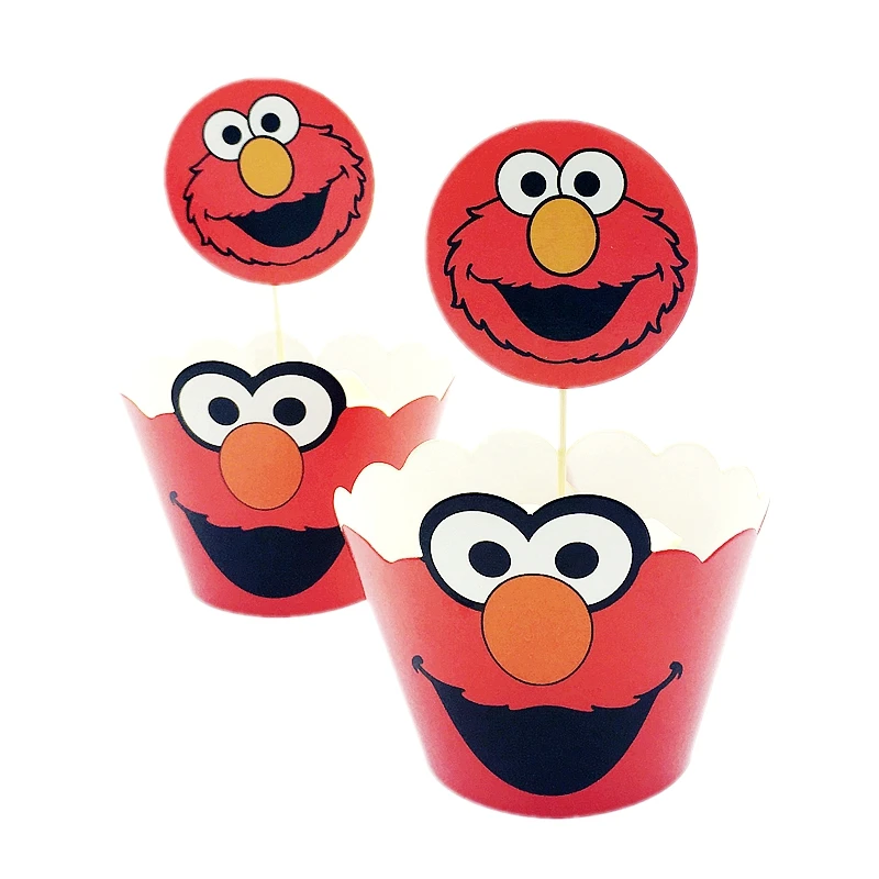 

24pcs Cartoon Sesame Street theme Cupcake Wrappers Cake Toppers Happy Birthday Party Decoration Supplies Kids Baby Shower Favors