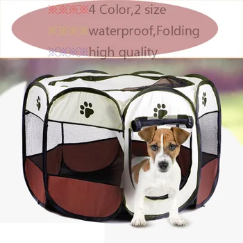 

Portable Folding Pet tent Dog House Cage Cat Tent Playpen Puppy Kennel Easy Operation Octagon Fence waterproof