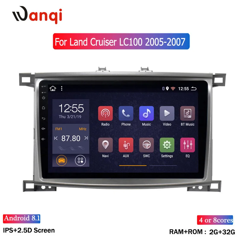 Android 8.1 2G RAM 32G ROM Car gps for Toyota Land Cruiser 100 GX LC Auto Radio Multimedia Navigation with WiFi Bluetooth | Автомобили и
