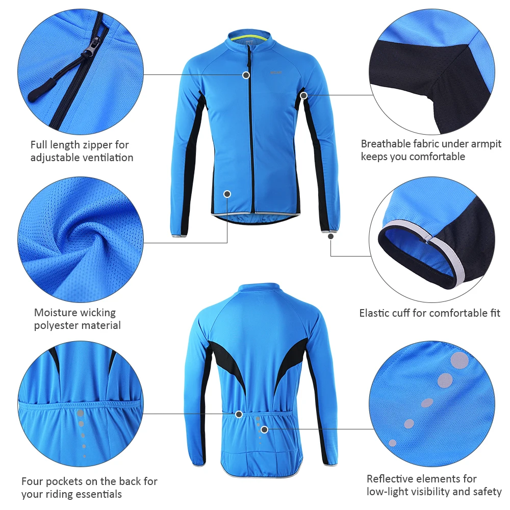 

ARSUXEO Outdoor Sports Cycling Jersey Spring Summer Bicycle Long Sleeves MTB Clothing