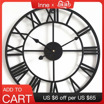 

Wall Clock Large Modern Design Digital 3D Classic Vintage Wooden Handmade Roman Numeral Horologe Living Room Decor Watch Reloj