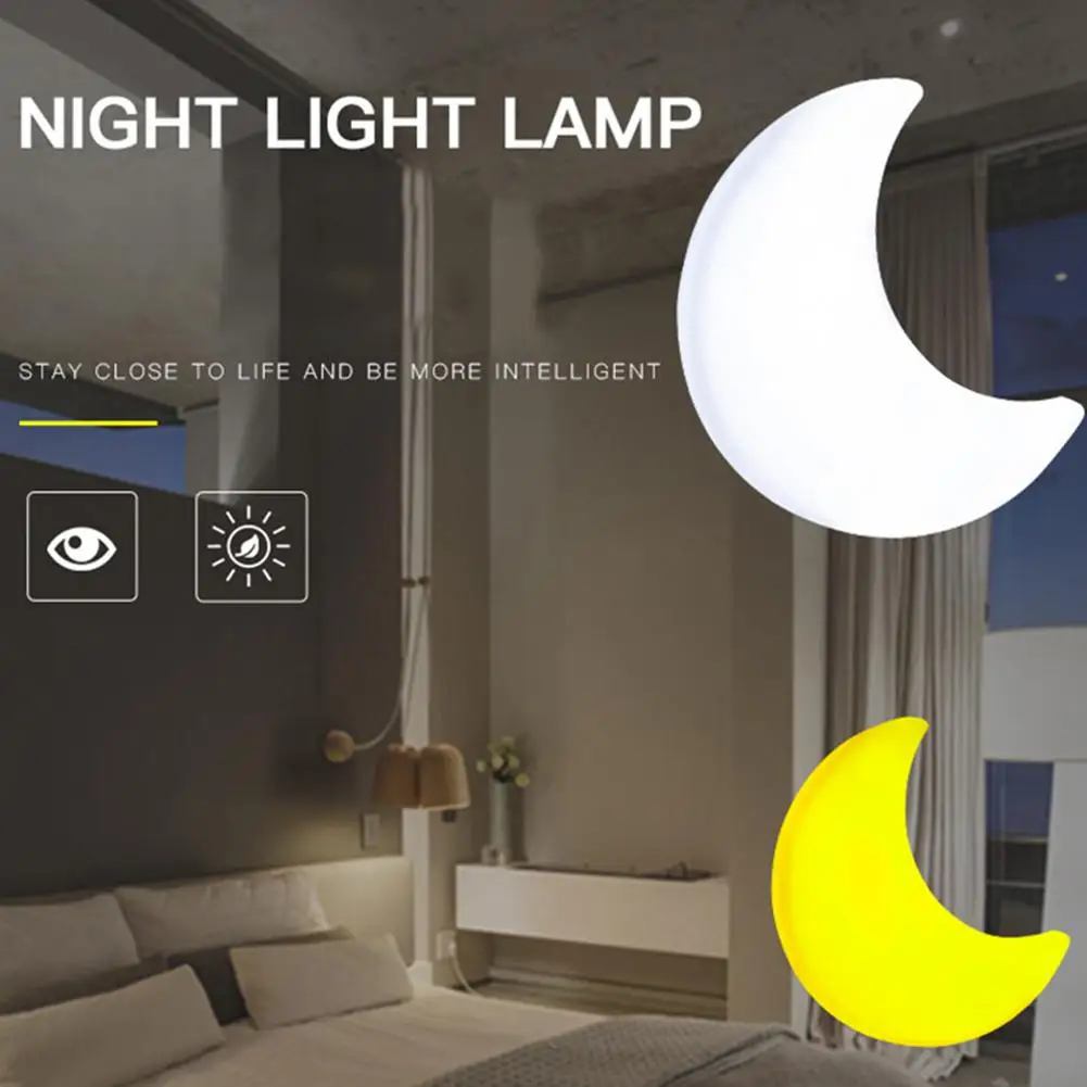 

DishyKooker LED Light Sensor Control Mini Moon Shape Night Light for Sleeping