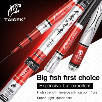 

High Quality Carbon Fiber Telescopic Power Hand Pole Fishing Rod 3.6M-7.2M Travel Ultra light Carp Fishing Rod Feeder TAIGEK