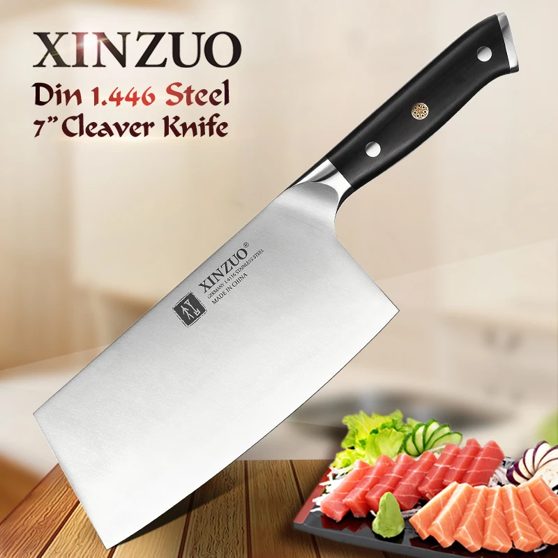 

XINZUO 7'' inch Cleaver Meat Knife Germany 1.4116 Stainless Steel Nakirir Slicer Vegetables Beef Knife with Ebony Wood Handle