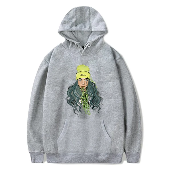 Толстовка с капюшоном с принтом Billie Eilish, худи для женщин и мужчин, уличная одежда худи в стиле хип-хоп, Розовая Одежда для девочек, зимняя рубашка Harajuku - Цвет: 905-JX-billie  17