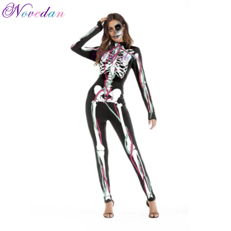 

Halloween Costumess For Women Horror Clown Party Carnival Adult Costumes Suit Scary Skeleton Halloween Jumpsuit