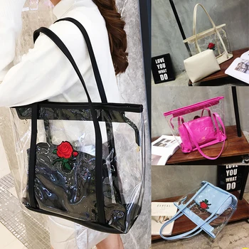

Women Transparent Handbag Shoulder Bag Clear Jelly Purse Clutch Plastic Tote
