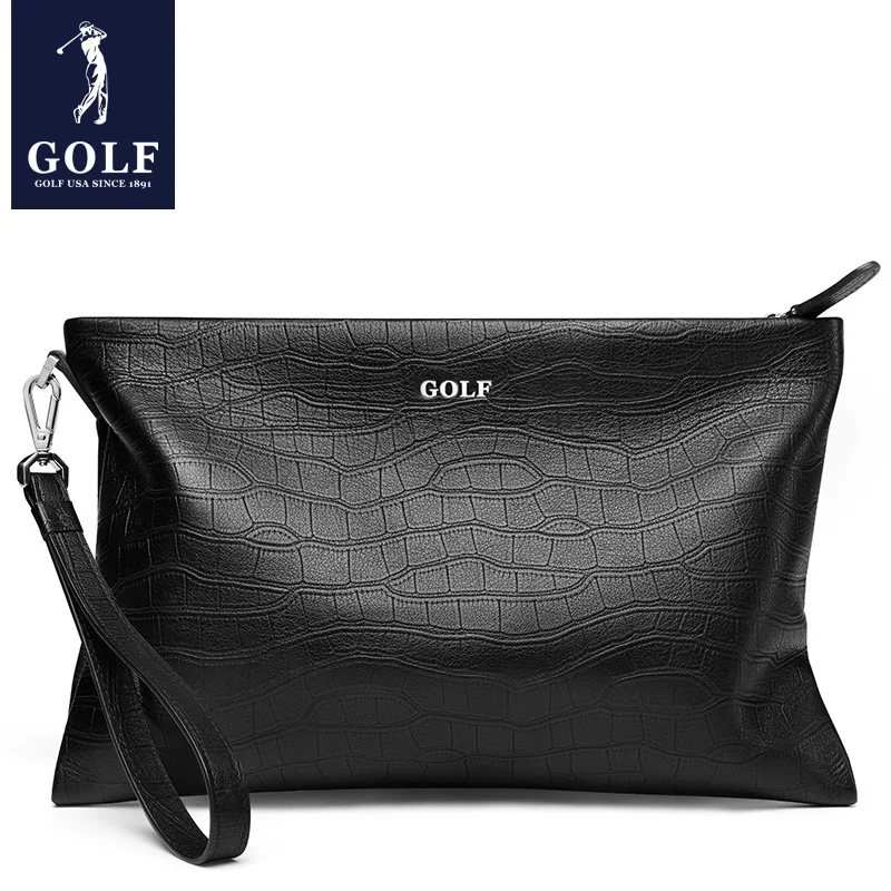 

Golf/Golf Full-grain Leather Men Clutch Bag Genuine Leather Crocodile Pattern Envelope Bag Large Capacity Clutch Bag