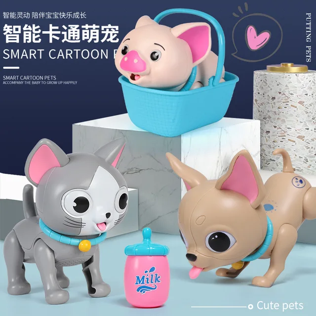 Interactive Toys Intelligent Dog Cat Pig Toys Cute Animals Robot LED Eyes Sound Smart Electronic Pet Toys For Children Kids 1