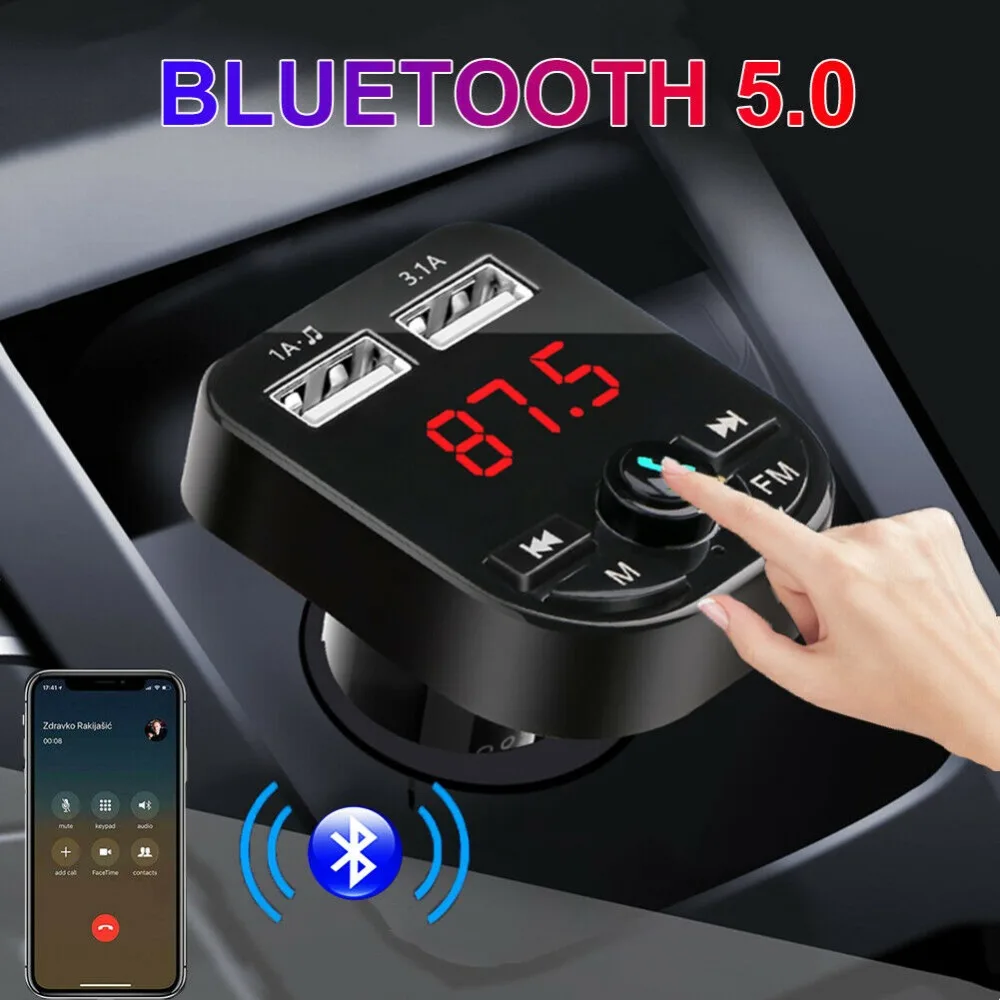 Беспроводной Bluetooth Handsfree автомобильный комплект fm-передатчик MP3-плеер двойной USB зарядное устройство