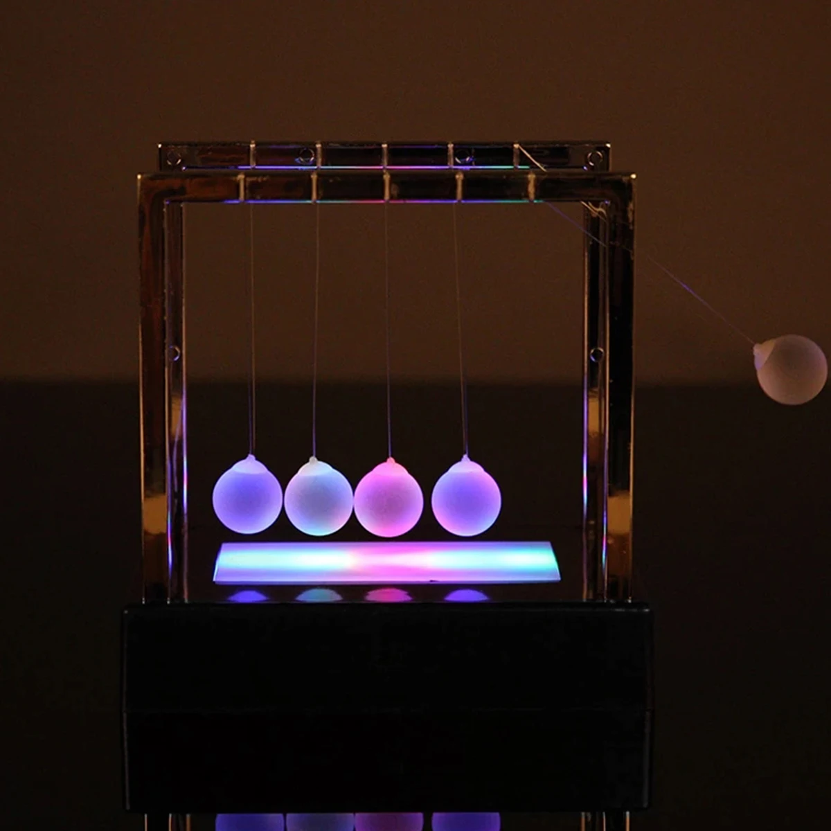 Newtons Cradle LED Light Up Kinetic Energy Science Kids Toys Office Home Decor 