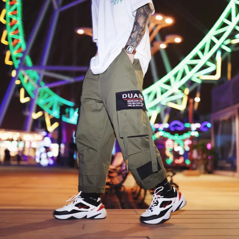 Black Friday RLJT.JIN 2019 Hot Cargo Pantalones Harem Pants Men Jogger Hombre Fashion Big Pocket Streetwear Hip hop Loose Trousers Cotton