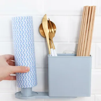 

Tableware Stationery Holder Suction Wall Kitchen Storage Organizer Holder Film Tableware Storage Rack Paper Kitche Rack Decor