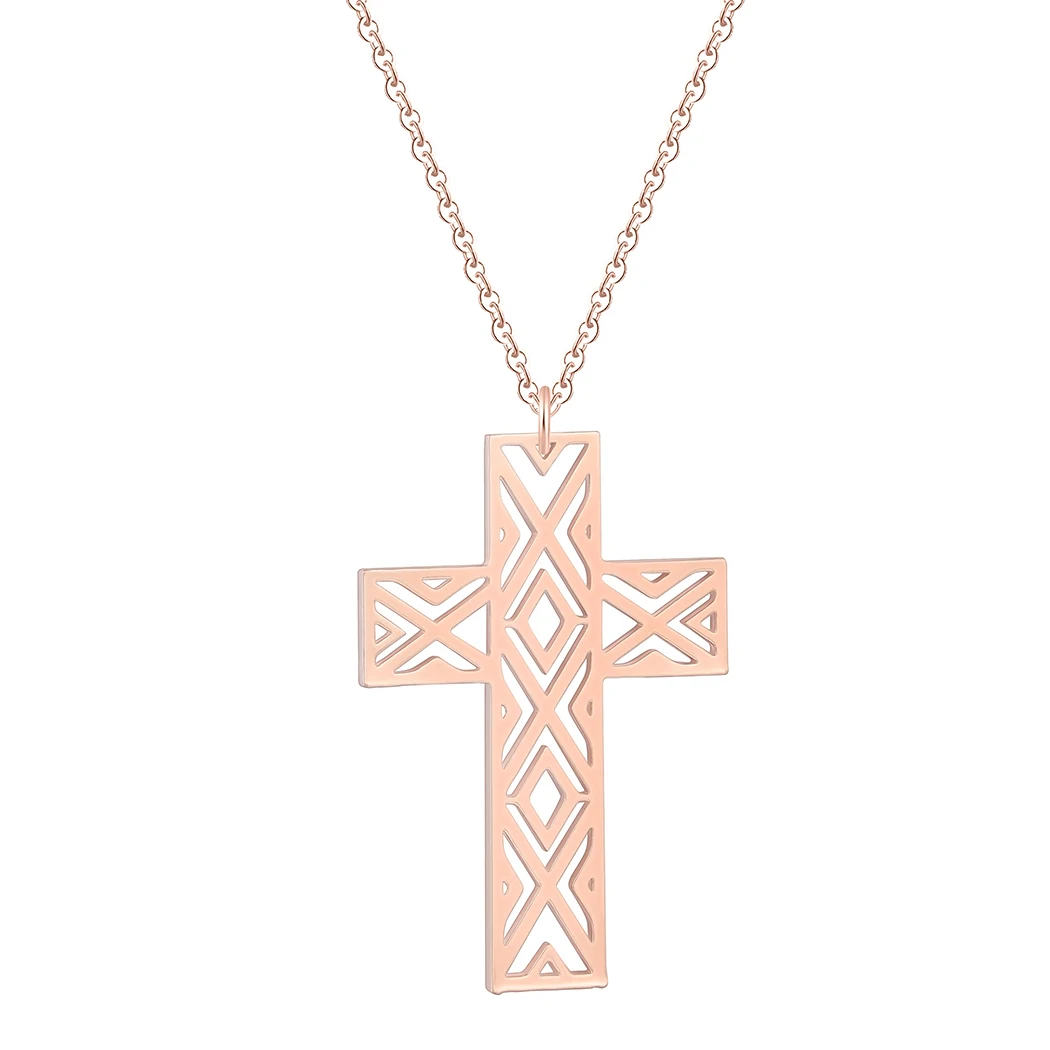 

New Fashion 3 Colors Gold & Rose Gold & Silver Plated Cross Pendant Necklace Jewelry For Women & Men