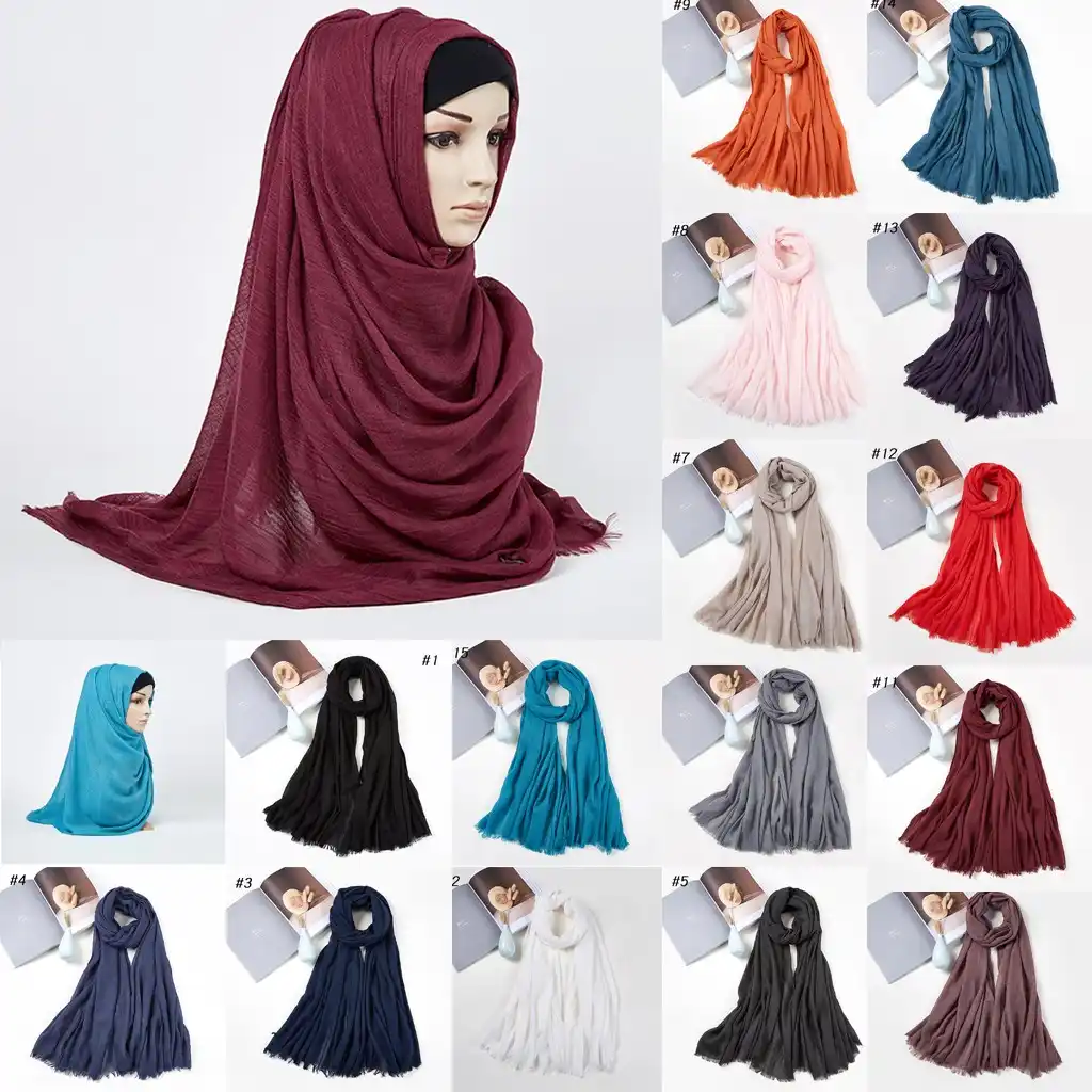2020 New Winter Women Solid Long Scarf Muslim Hijab Wrap Shawl Headwear Scarf Ins Wind Net Red Hot In Europe And America Aliexpress