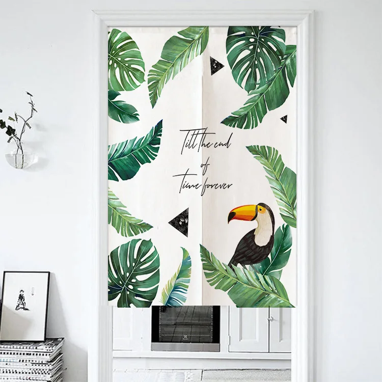 

Digital Printing Cotton Linen Door Curtain Customizable Fabric Partition Household Kitchen Bathroom Japanese Style Door Curtain