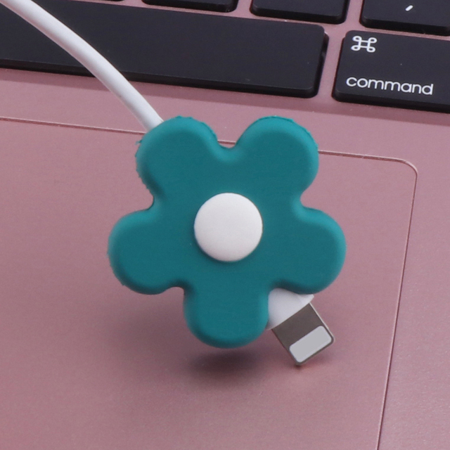 Protector Cable Bite Cute Flowers USB Cable Protectors Organizer Charging Data Line Cord Protective Case For iPhone