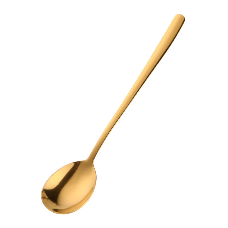 1 шт. столовая ложка из нержавеющей стали, дессертная ложка с длинной ручкой медовый лед половник для супа Золотой рисовый салат набор ложек Посуда вечерние инструменты - Цвет: Gold-1pc