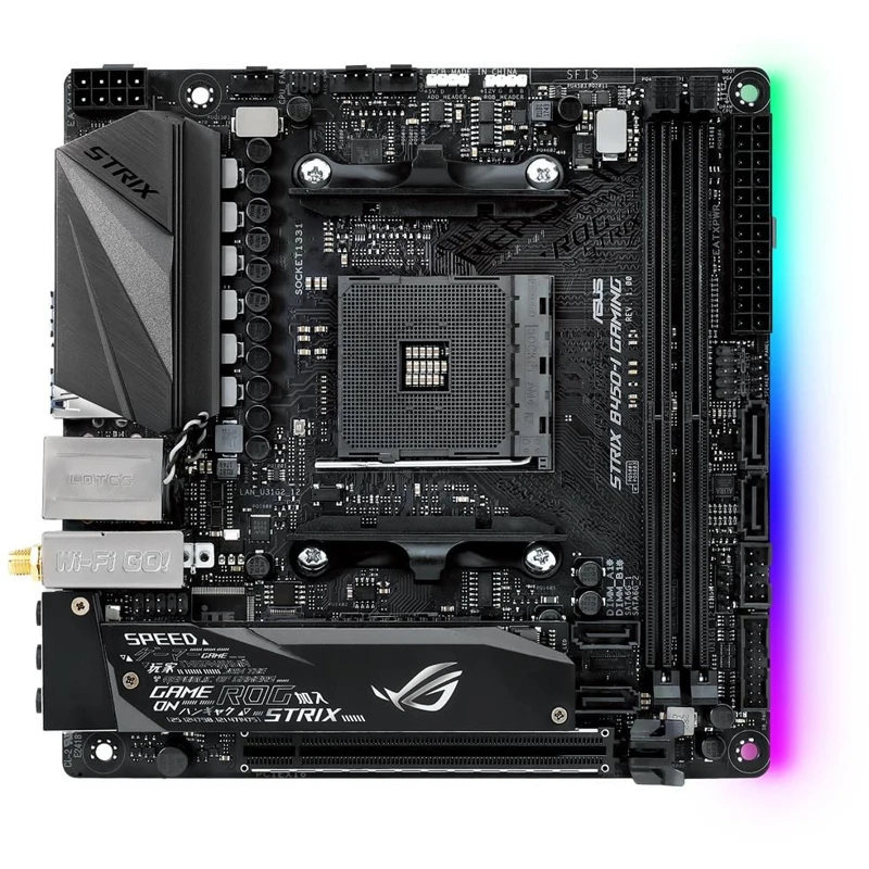 Материнская плата Asus ROG STRIX B450-I GAMING Soc-AM4 AMD B450 2xDDR4 mini-ITX AC`97 8ch(7.1) GbLAN