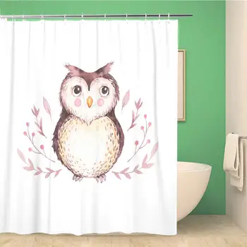 

60x72 Inches Shower Curtain Cute Baby Fox Deer Animal Nursery Rabbit and Bear is olated for Children Watercolor Waterproof