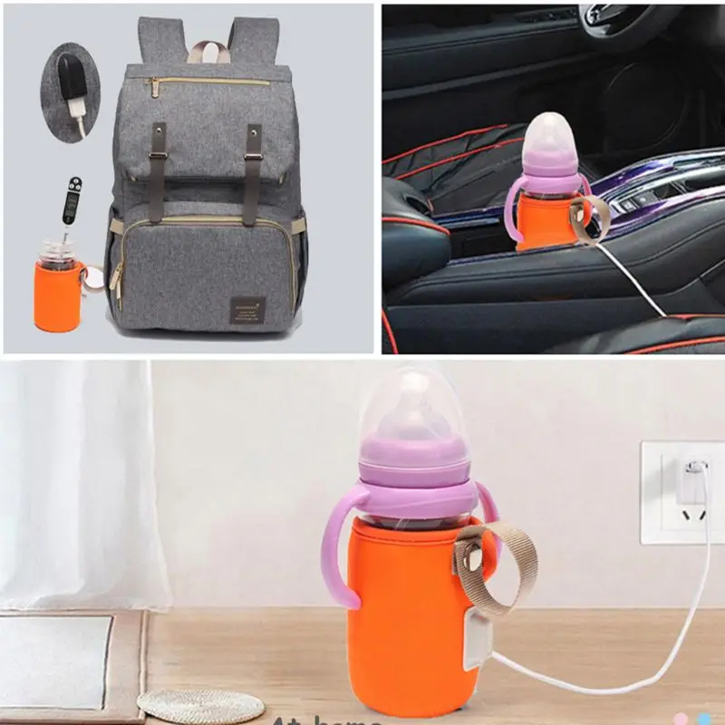Портативный термостат для бутылочек USB, крышка для подогрева детских бутылочек, противоскользящая изоляционная сумка