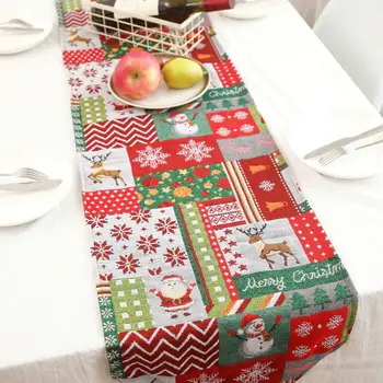 

Christmas Table Runner New Year Cartoon Table Decoration 178x35cm Wedding Party Table Cloth Festival Home Decorative Table Cover