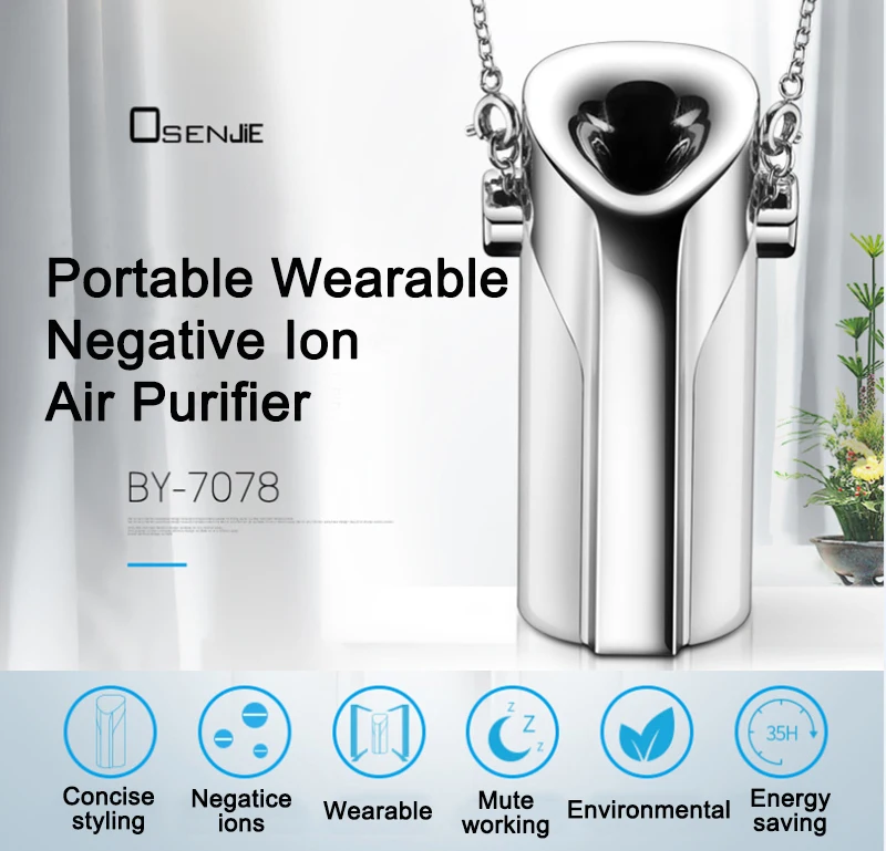 

Mini USB Portable Wearable Air Purifier Ionizer Air Cleaner Negative Ion Generator Anion For PM2.5 Dust Pollen Mite Smoke Ozone
