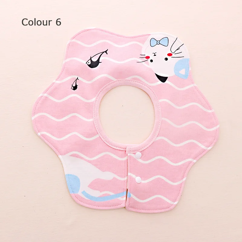 Color 6 Детские слюнявчики с круговыми рисунками из мультфильмов; однотонные хлопковые Слюнявчики для новорожденных мальчиков и девочек с принтом животных; впитывающие Слюнявчики с застежкой - Цвет: Color 6