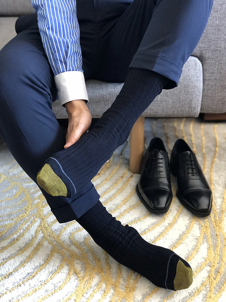 Calcetines de vestir formales para hombre, medias negras de negocios, traje de caballero Sexy, calcetines de algodón transpirables -