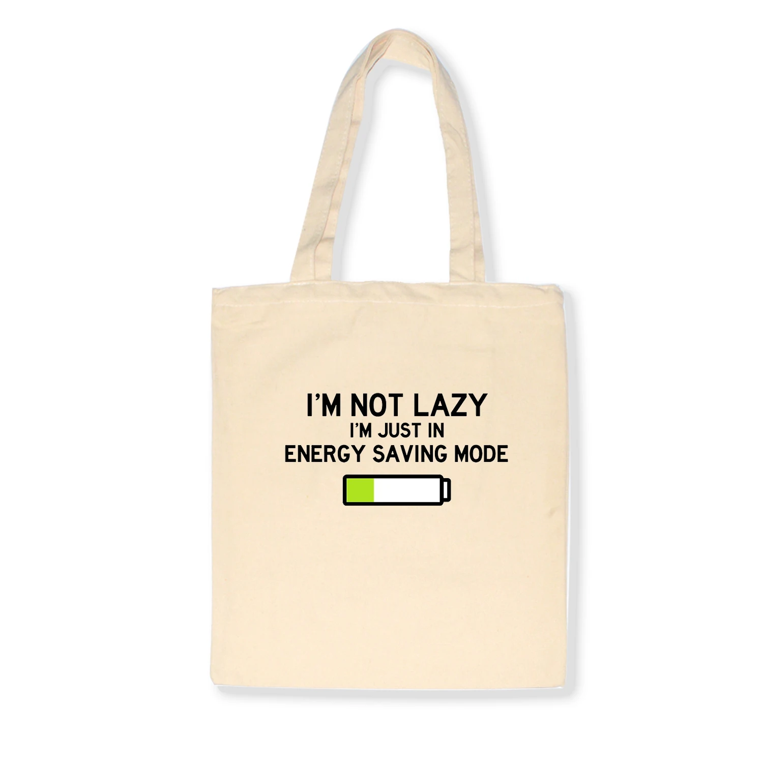 Холщовая Сумка тоут I Am Not Lazy с принтом Пляжная Экологически чистая сумка для